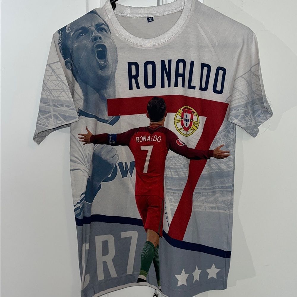 Kids Portugal Soccer Team Portuguese Ronaldo CR7 Print Youth Jersey Shirt M 34